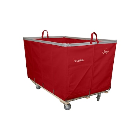 Steele Canvas Basket 24 BU Permanent Truck Red Vinyl w/Grey Vinyl - 4in Casters 2 Swivel 2 Rigid 9324VREDVGRYW4